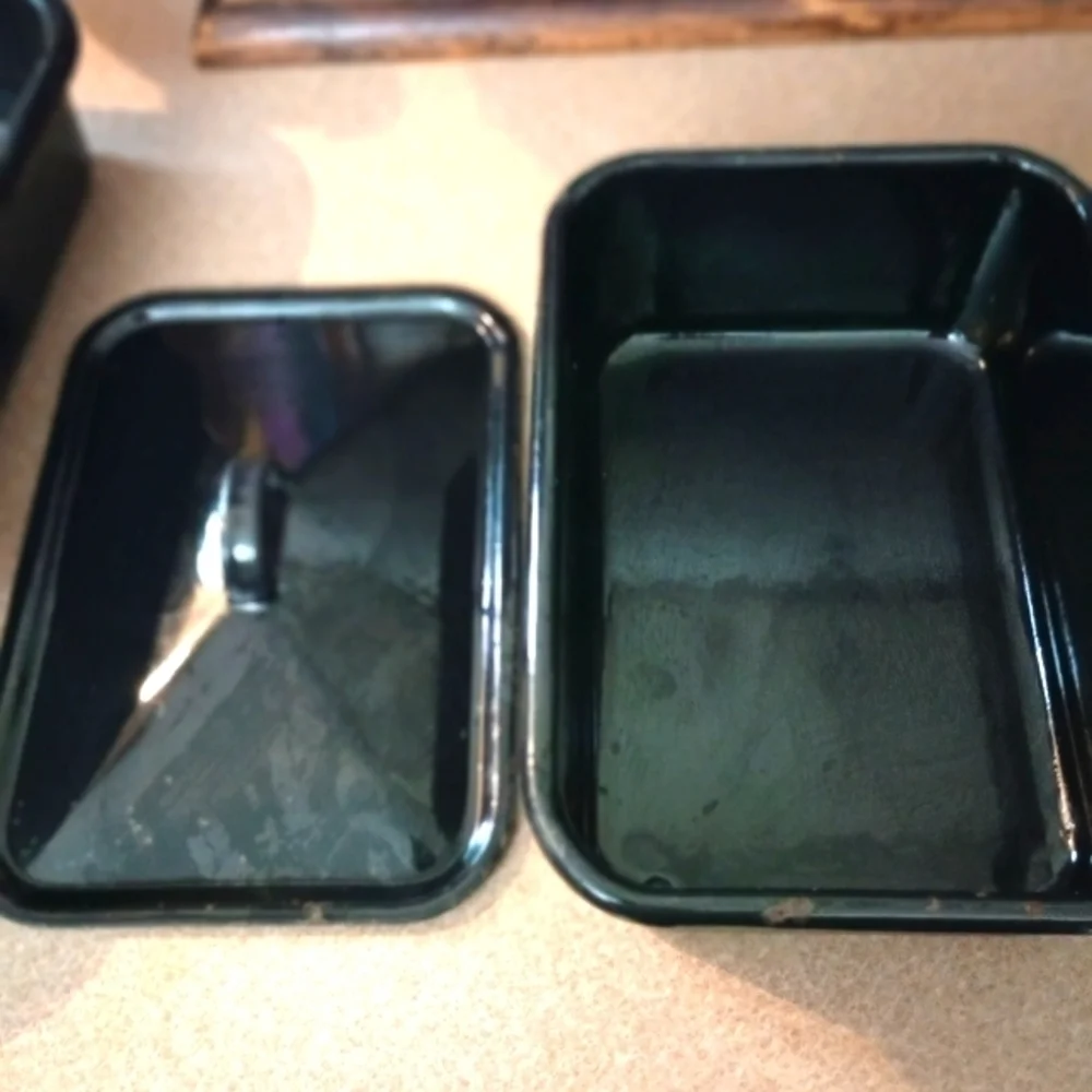 Vintage Black Enamel Set